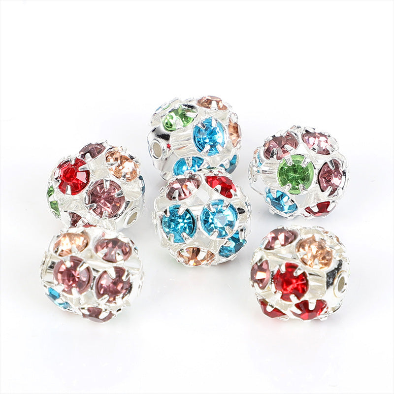 Cuentas al por mayor 20pcs/paquete de metal de 6-8 mm de metal diamante bayberry bola de bola de taladro oly-bds-ht002